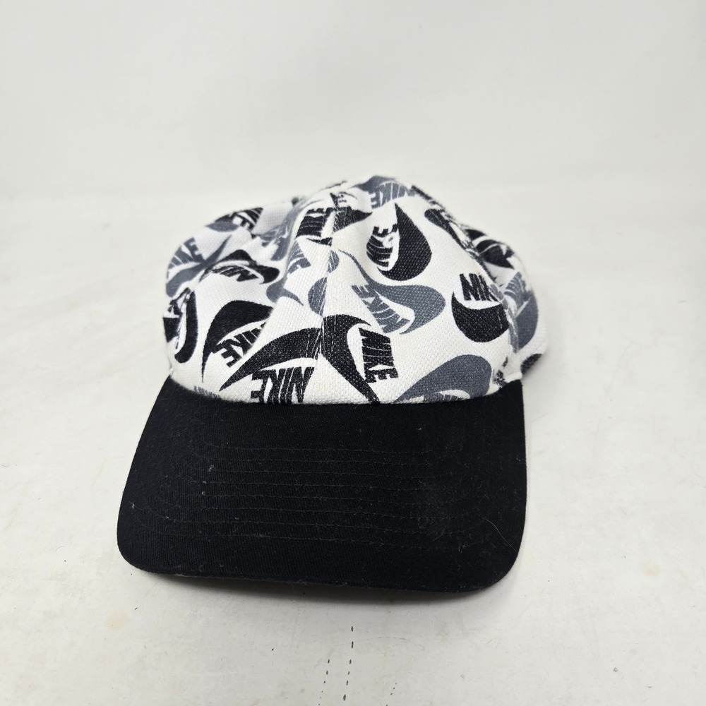 Nike Heritage86 Hat Mens Adjustable Swoosh All Over Print Black White Cap